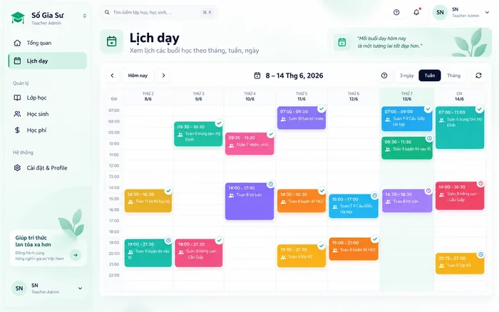 Web app quản lý lịch dạy và học viên do Claude Code dựng