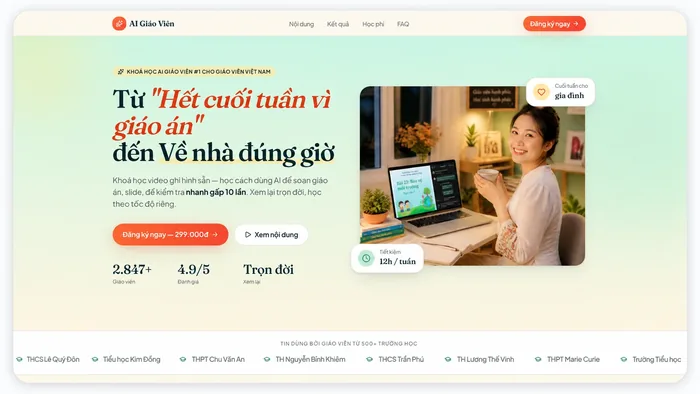 Landing page bán khóa học do Claude Code dựng